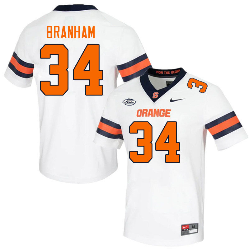Syracuse Orange #34 JJ Branham College Football Jerseys Stitched Sale-White